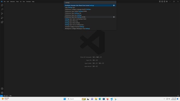 Edit settings.json