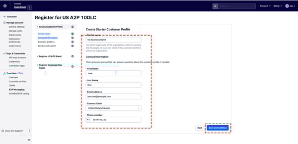 Fill Out Your Customer Profile